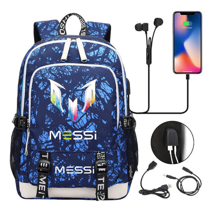 Sports Football Stars, Teenagers, Primary And Secondary School Students, Backpack Usb, Men's And Women's Leisure Backpack