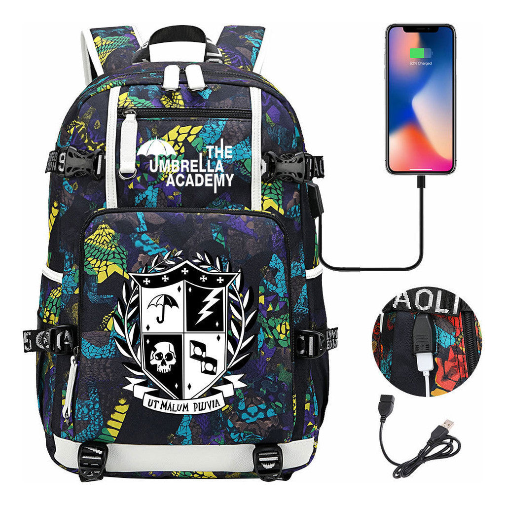 Printed Usb Large Capacity Youth Student Backpack For Men And Women's Leisure Travel Backpack