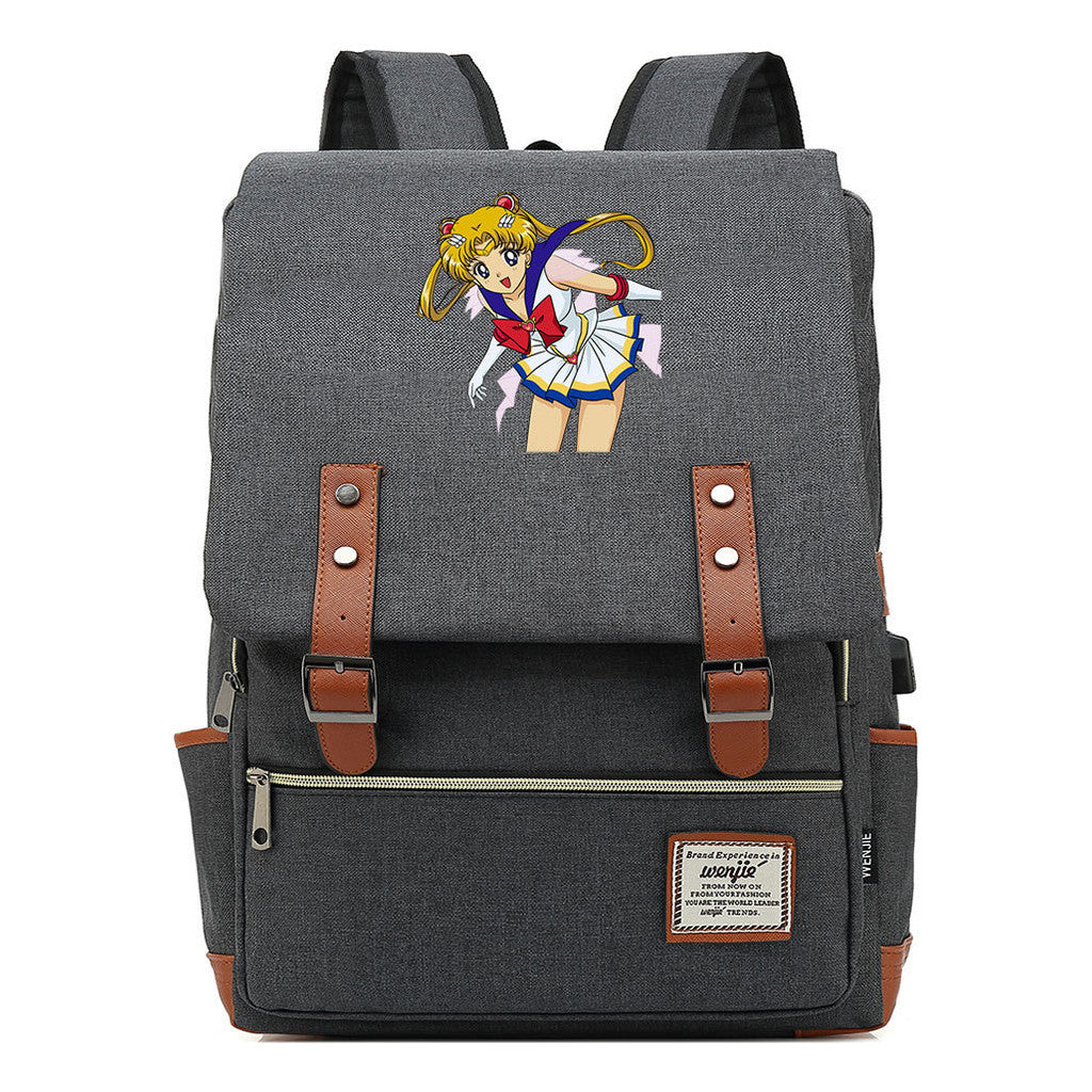 Anime Beauty Girl Warrior Youth Student School Bag Usb Men's And Women's Leisure Backpack