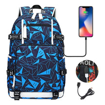 Printed Usb Youth Student School Bag Leisure Large Capacity Travel Backpack