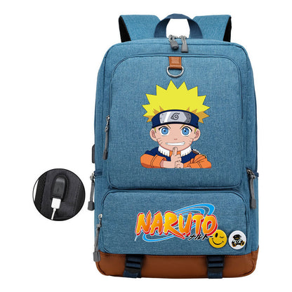 Naruto Print Usb Youth Backpack Leisure Travel Backpack