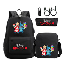 Interstellar Baby Stitch Usb Password Lock Youth Student Backpack 3-piece Set For Men And Women Backpacks