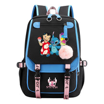 Interstellar Baby Stitch Usb Youth School Bag Casual Ribbon Flip Backpack