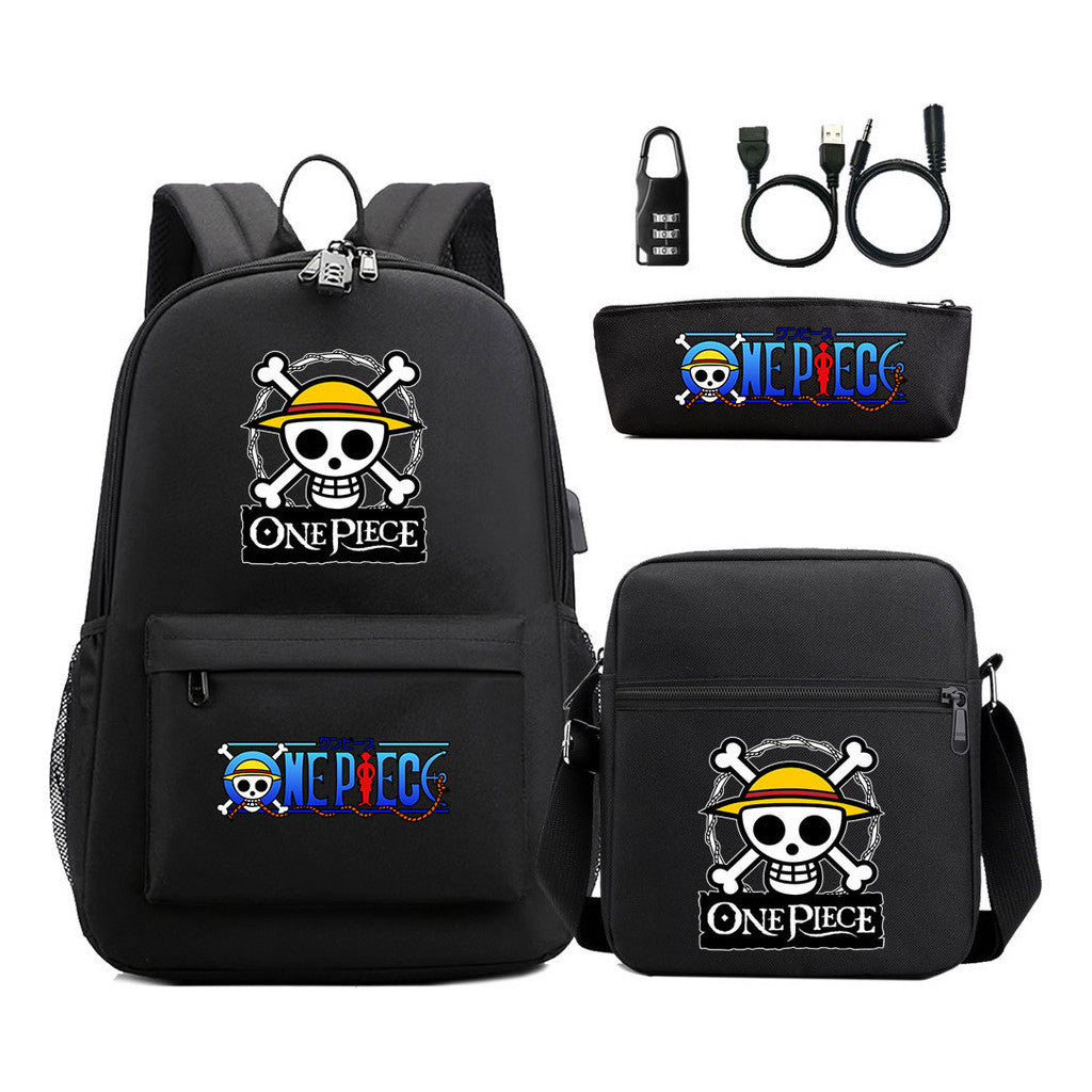 Usb Password Lock Student Backpack Three Piece Set Backpack Set