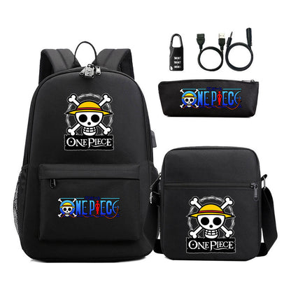 Usb Password Lock Student Backpack Three Piece Set Backpack Set