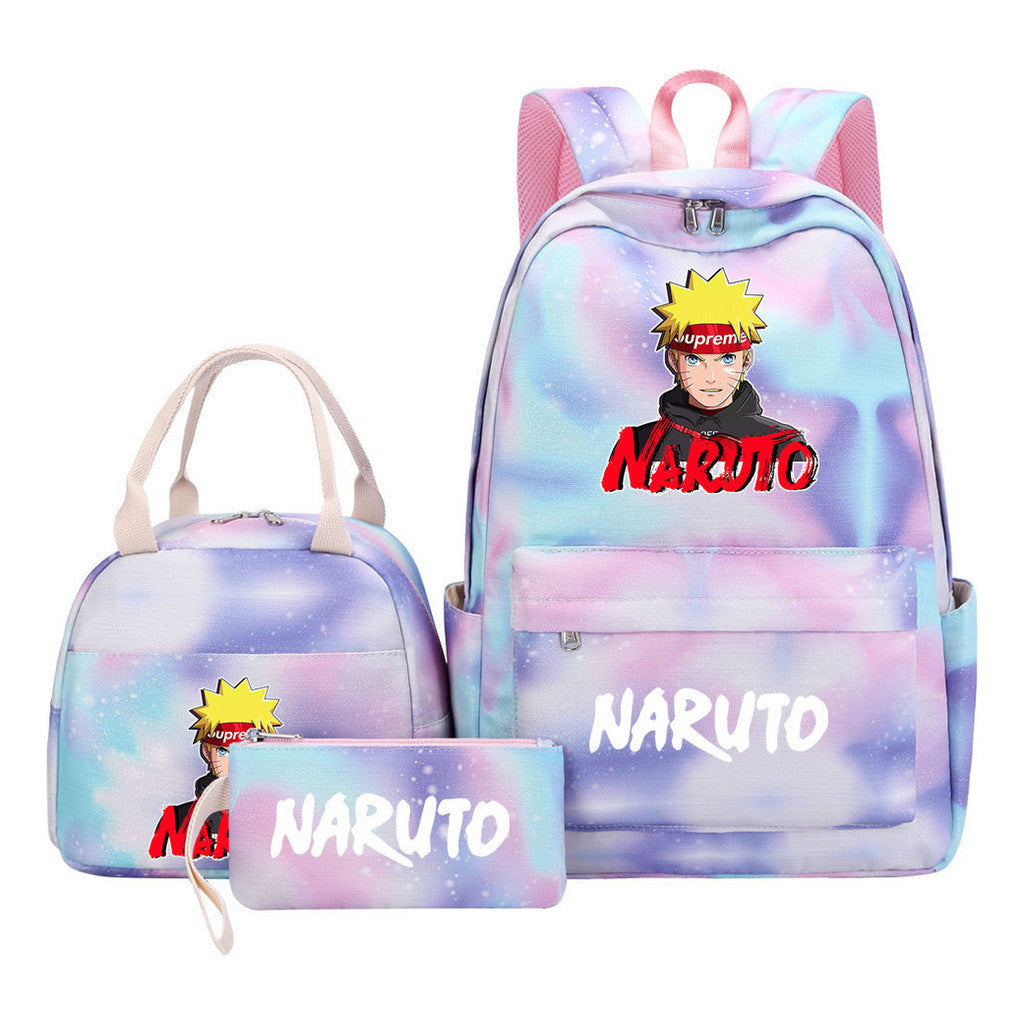 Naruto Teenage Girls School Bag Lunch Bag Three Piece Backpack Set