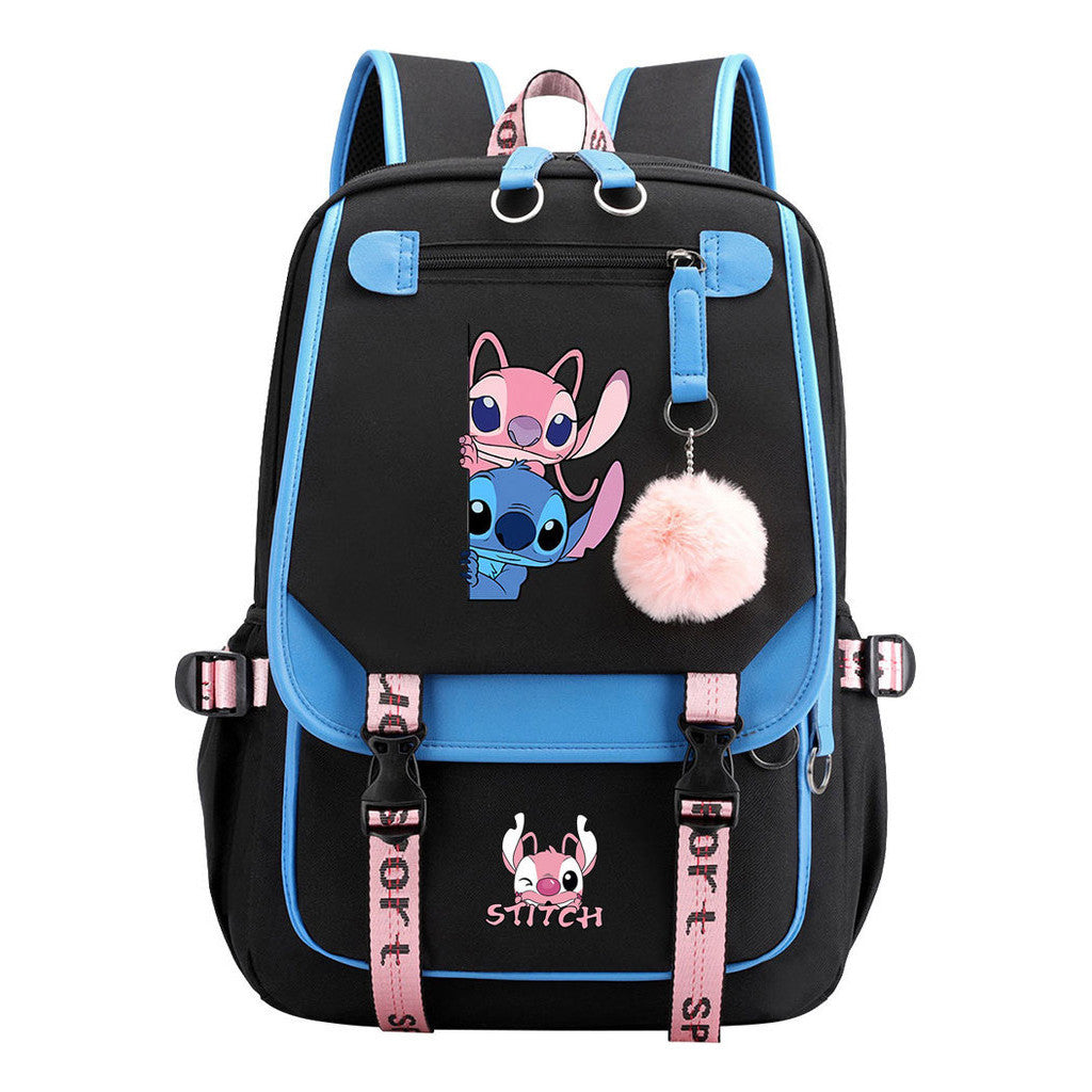 Interstellar Baby Stitch Usb Backpack For Boys And Girls Casual Woven Strap Flip Backpack