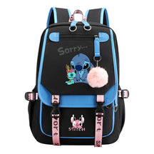 Interstellar Baby Stitch Usb Backpack For Men And Women, Casual Woven Strap Flip Back Backpack