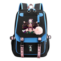 Cartoon Fashion Usb Youth School Bag For Boys And Girls Casual Ribbon Flip Backpack