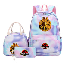 Jurassic Park Dinosaur Youth Student Girls School Bag Lunch Bag Three Piece Set Backpack Set