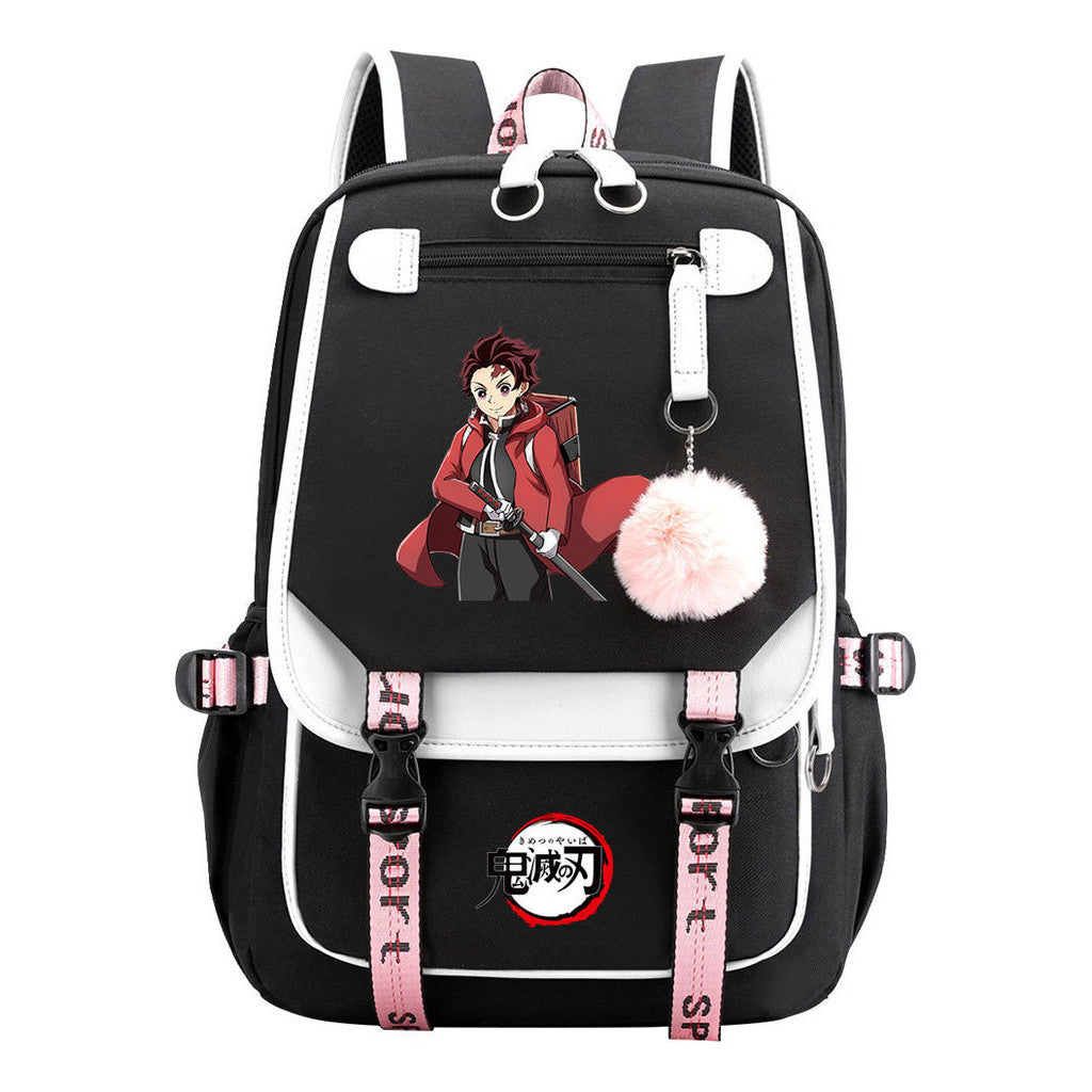 Cartoon Fashion Usb Student Backpack With Casual Woven Strap Flip Back Backpack