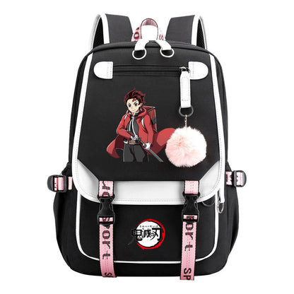 Cartoon Fashion Usb Student Backpack With Casual Woven Strap Flip Back Backpack