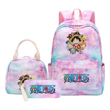 Cartoon Pirate King Youth Student Girls School Bag Lunch Bag Three Piece Set Backpack Set