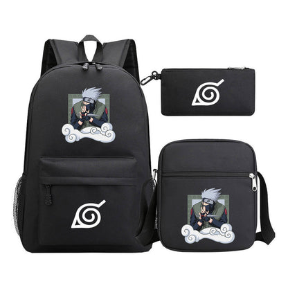 Anime Naruto Starry Sky Student School Bag Three Piece Set Backpack Set