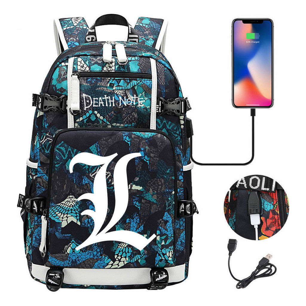Death Note Usb Youth Student Backpack Leisure Travel Backpack