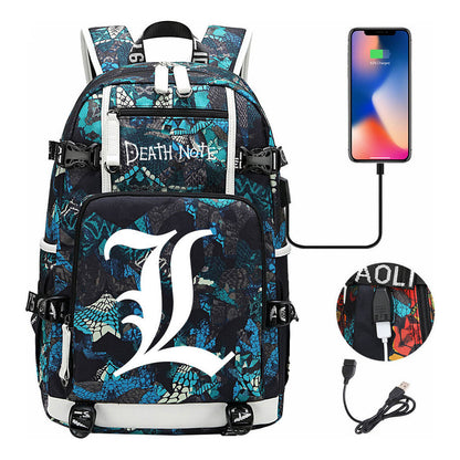 Death Note Usb Youth Student Backpack Leisure Travel Backpack