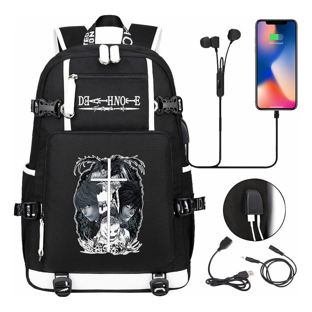 Death Note Usb Large Capacity Youth Student Backpack Men's And Women's Leisure Travel Backpack