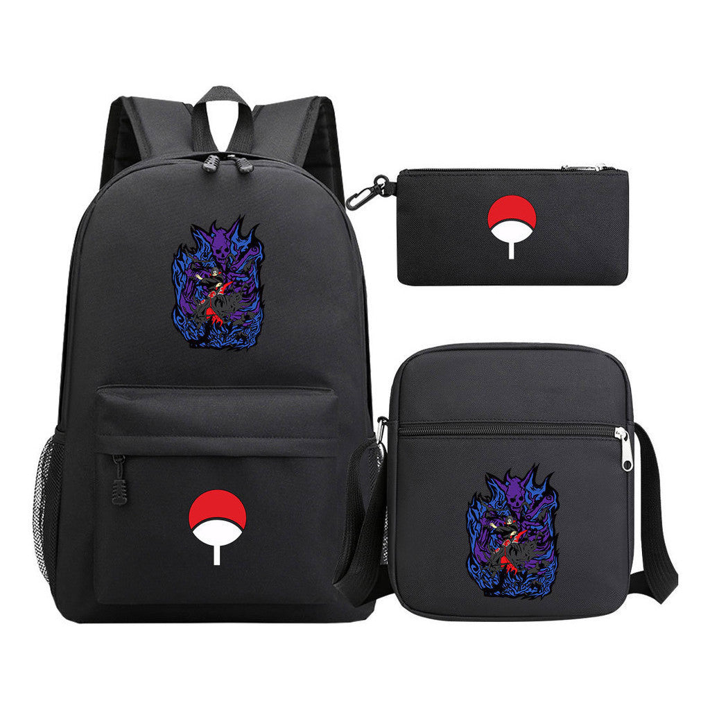 Anime Naruto Starry Sky Youth School Bag Three Piece Set For Men And Women Backpack Set