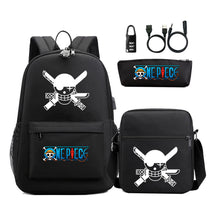 Cartoon Pirate King Usb Password Lock Youth Student School Bag Three Piece Set For Boys And Girls Backpack Set