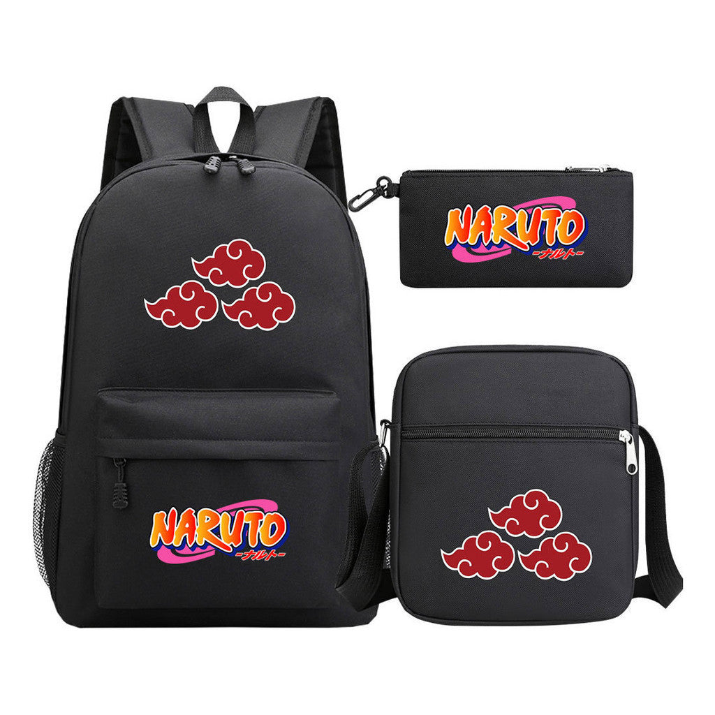 Anime Naruto Starry Sky Student School Bag Three Piece Set For Men And Women Backpack Set