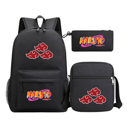 Anime Naruto Starry Sky Student School Bag Three Piece Set For Men And Women Backpack Set