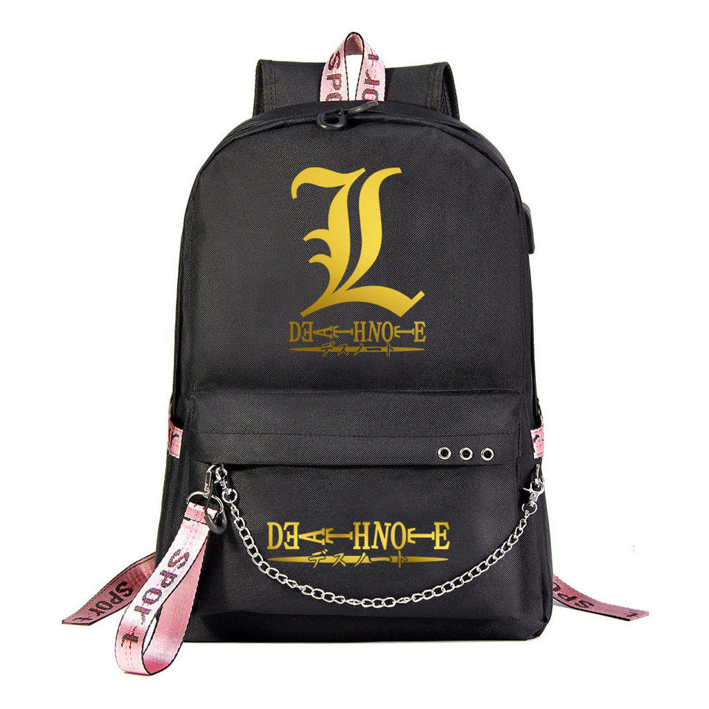 Golden Death Note Death God Usb Youth Student School Bag Leisure Travel Backpack