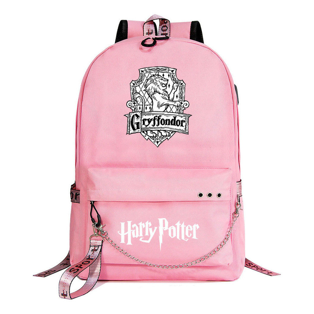 Fashion School Of Witchcraft And Wizardry Badge Usb Youth Student Backpack For Men And Women's Leisure Travel Backpack