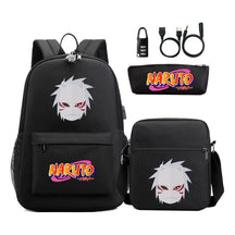 Naruto Usb Password Lock Youth Student Backpack Three Piece Set For Men And Women Backpacks