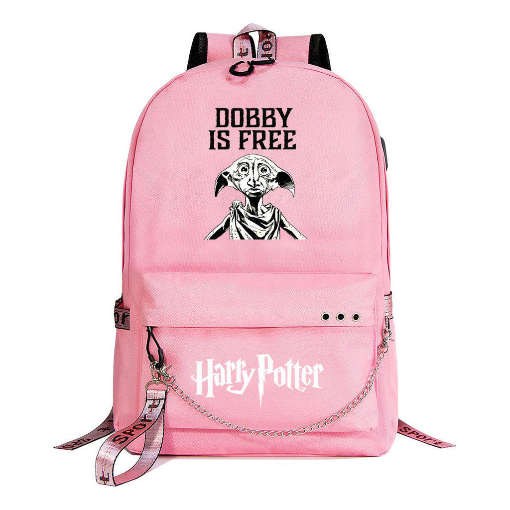 School Of Witchcraft And Wizardry Badge Usb Youth Student Backpack For Men And Women's Leisure Travel Backpack