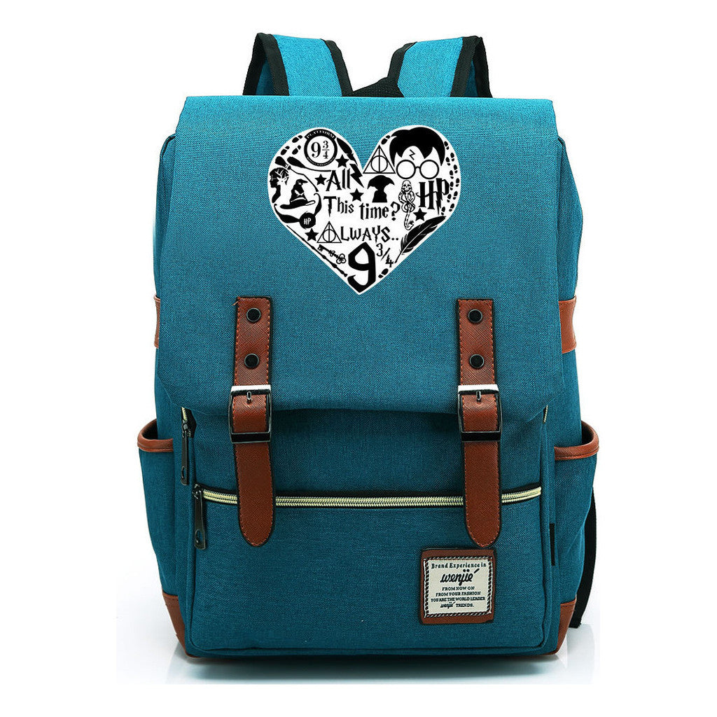 School Of Witchcraft And Wizardry Printed Youth Student School Bag Casual Belt Buckle Classic Backpack