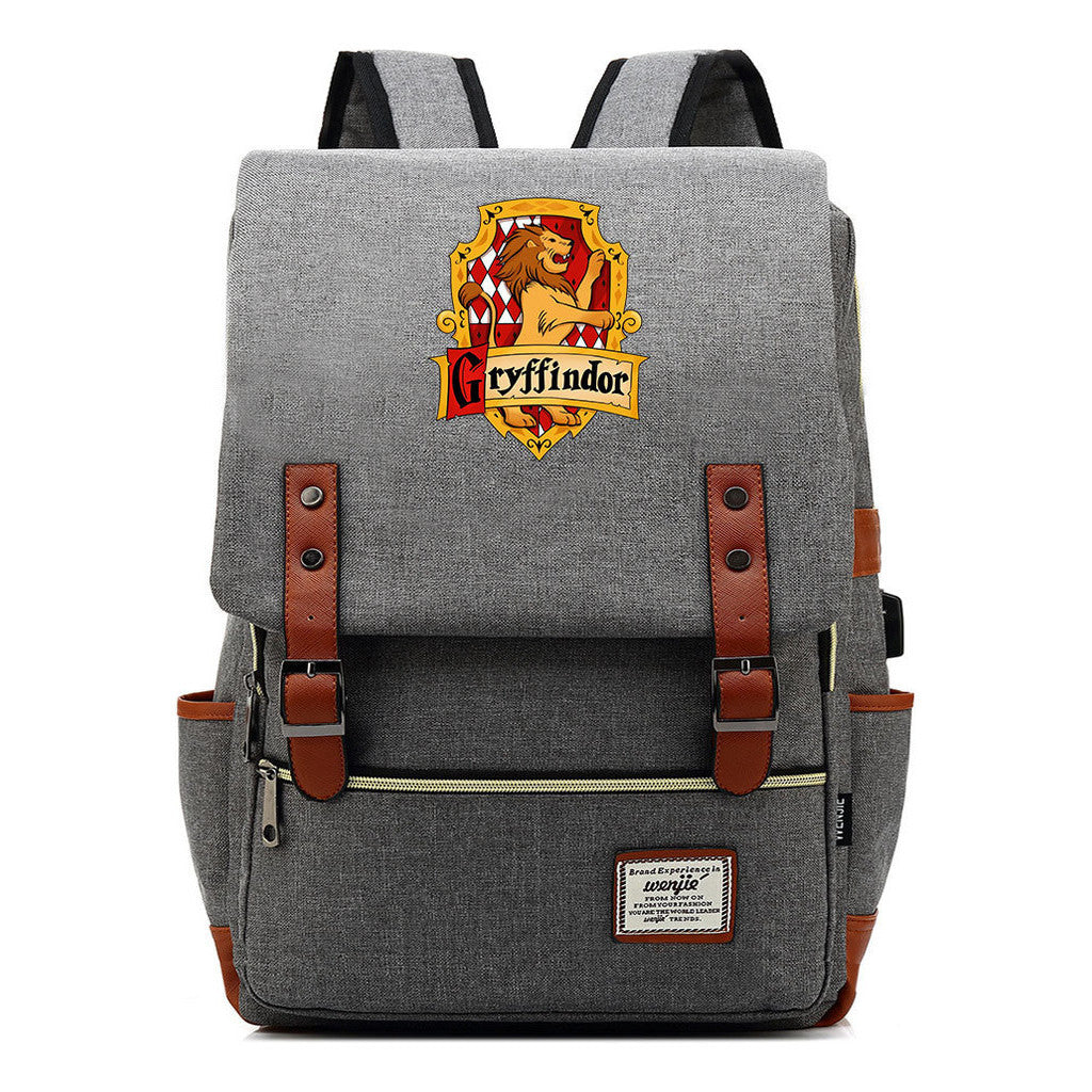 School Of Witchcraft And Wizardry Student Backpack Usb Men's And Women's Leisure Belt Buckle Backpack