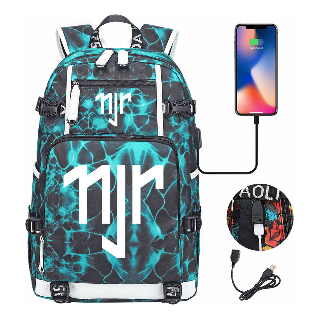 Football Star Neymar Printed Youth Student Backpack With Large Capacity