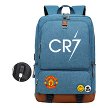 Football Star Cristiano Ronaldo Printed Usb Student Backpack For Leisure Travel Backpack