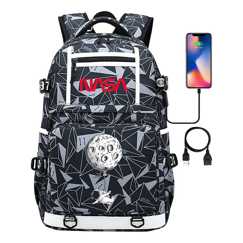 Printed Usb Youth School Bag Backpack Leisure Travel Backpack