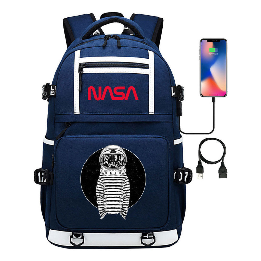 Printed Usb Youth School Bag Backpack Leisure Travel Backpack