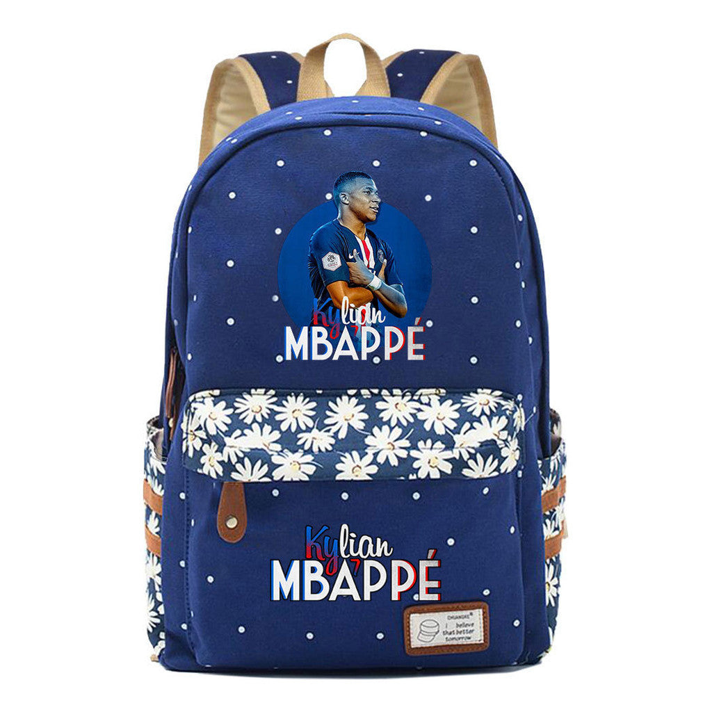 Football Star Mbappe Printed Teenage Girl Student Backpack, Fashionable And Casual Backpack