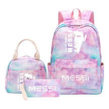 Sports Football Star Student Girl Backpack Lunch Bag Three Piece Set Backpack Set
