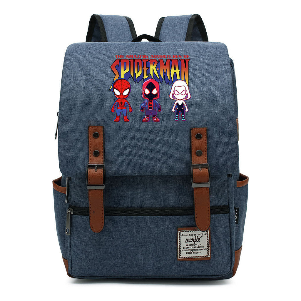 Superhero Print Youth Student Backpack For Men And Women, Casual Belt Buckle, Classic Backpack