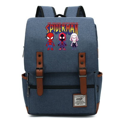 Superhero Print Youth Student Backpack For Men And Women, Casual Belt Buckle, Classic Backpack