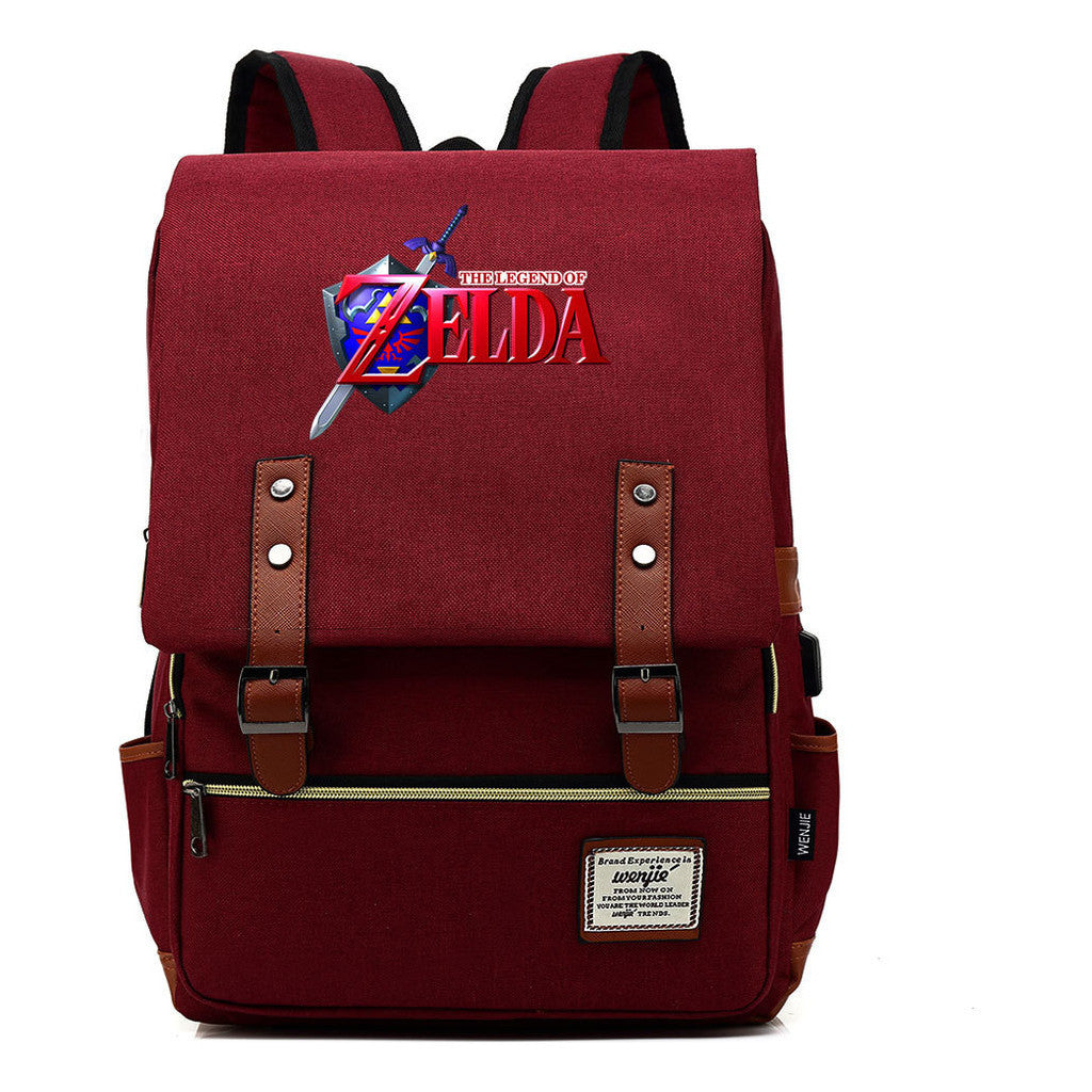 Printed Youth Student Backpack Usb Men's And Women's Casual Backpack