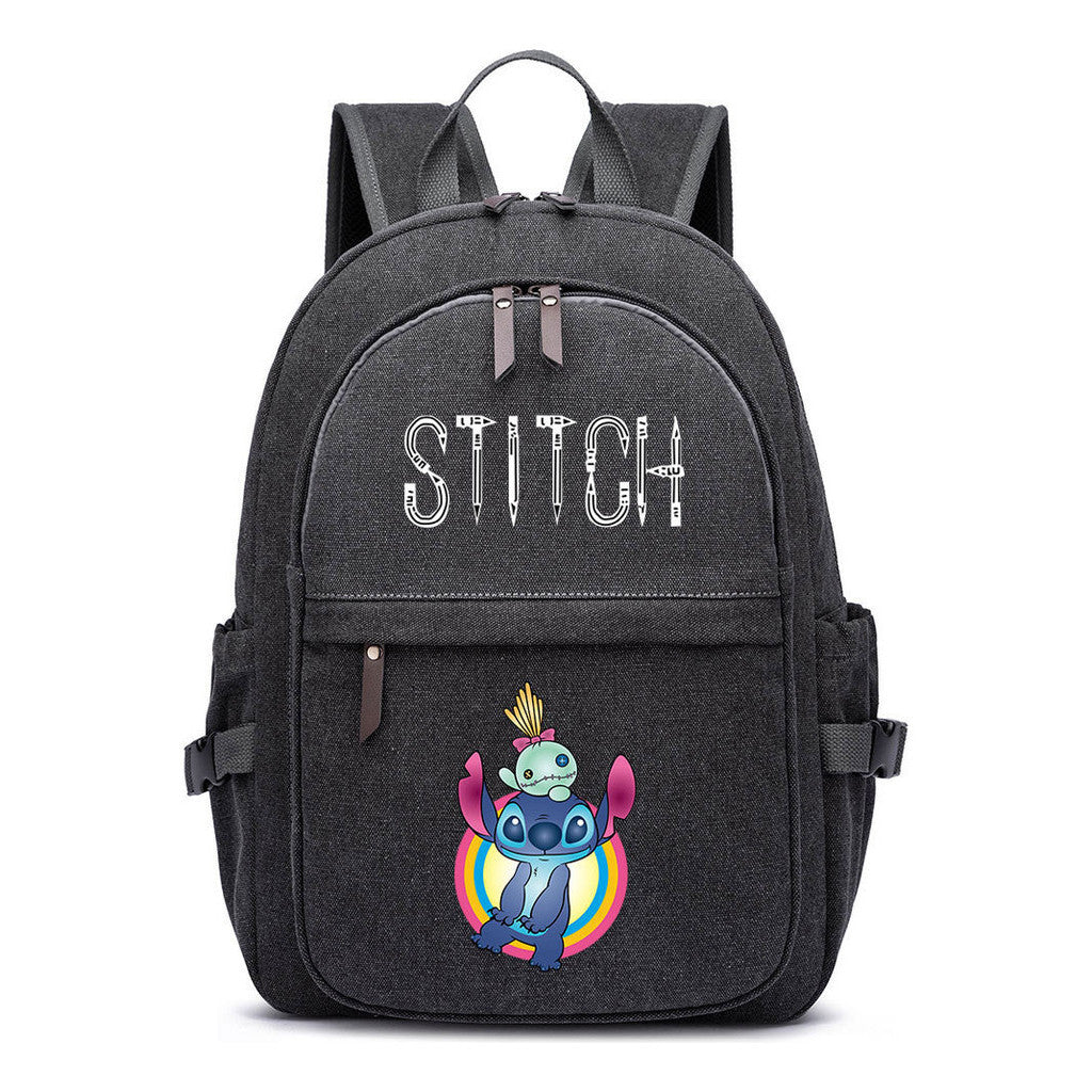 Anime Star Baby Stitch Printed Youth Student Backpack For Men And Women With Casual Woven Straps Backpack