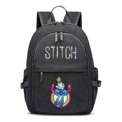 Anime Star Baby Stitch Printed Youth Student Backpack For Men And Women With Casual Woven Straps Backpack