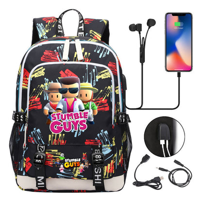 Printed Student Backpack Usb Leisure Backpack