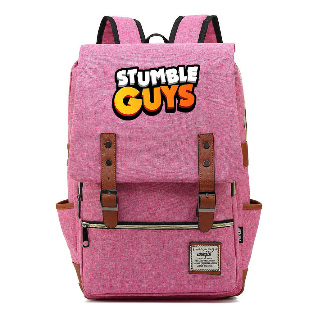 Printed Teenage Student Backpack With Casual Belt Buckle Backpack