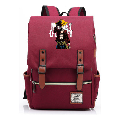 Anime Pirate King Luffy Printed Student Backpack For Men And Women With Casual Belt Buckle Classic Backpack