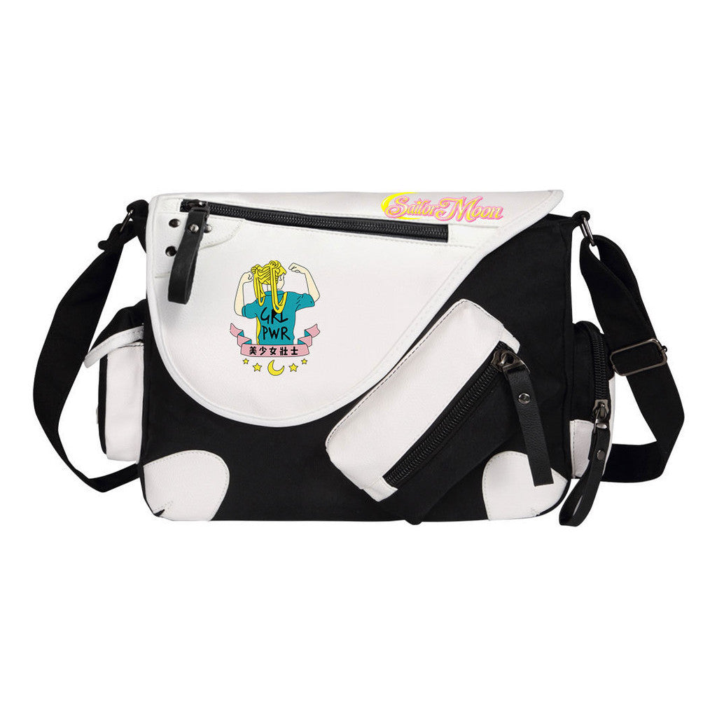 Beauty Girl Warrior Printed Youth Student School Bag Canvas Single Shoulder Bag Men's And Women's Casual Straddle Backpack