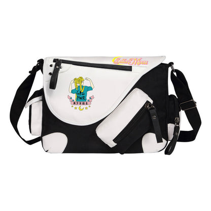 Beauty Girl Warrior Printed Youth Student School Bag Canvas Single Shoulder Bag Men's And Women's Casual Straddle Backpack