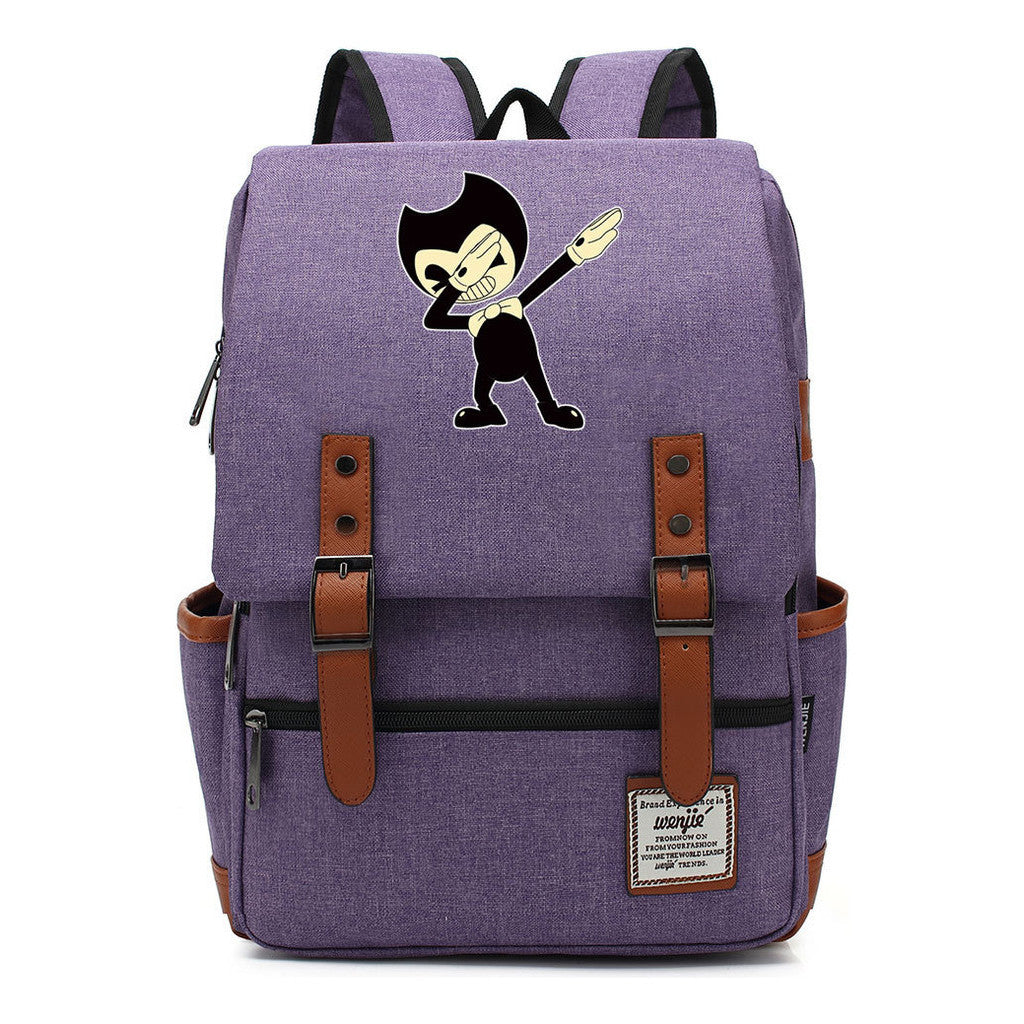Printed Teenage Student Backpack For Men And Women With Casual Belt Buckle Classic Backpack