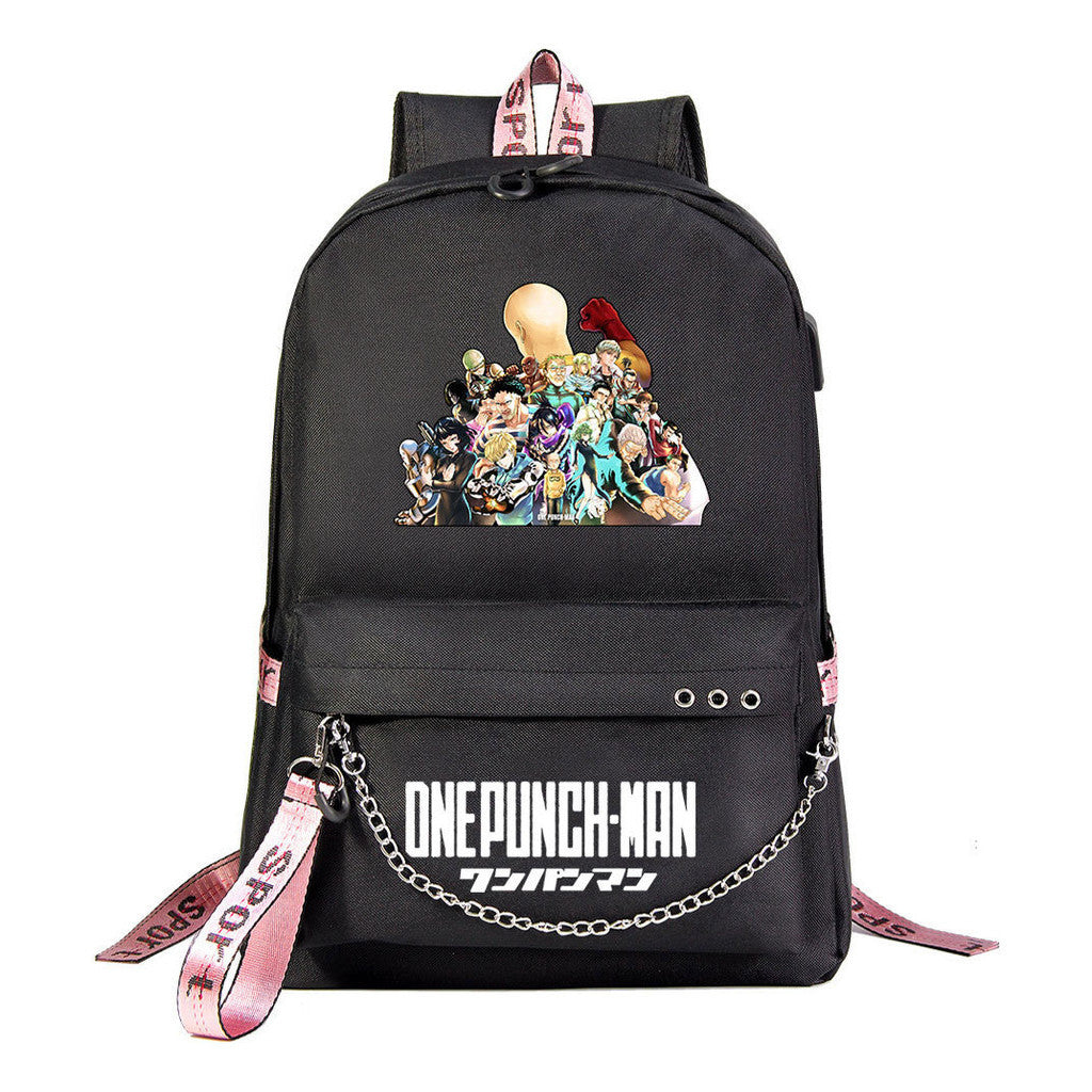 Comic One Punch Superman Printed Usb Youth Student Backpack Men's And Women's Leisure Travel Backpack