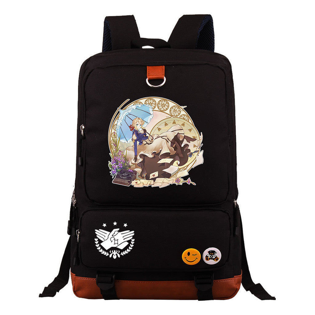 Violet Eternal Garden Printed Youth Student School Bag Large Capacity Travel Bag Men's And Women's Backpack